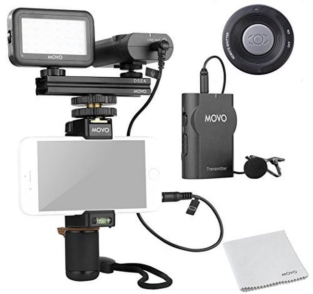 Smartphone Video Kit with Grip Rig, Wireless Lavalier Microphone, LED Light & Wireless Remote X747229