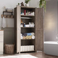 Light Rustic Oak Kitchen Pantry Storage Cabinet with Barn Door and Hanging Rod M74980