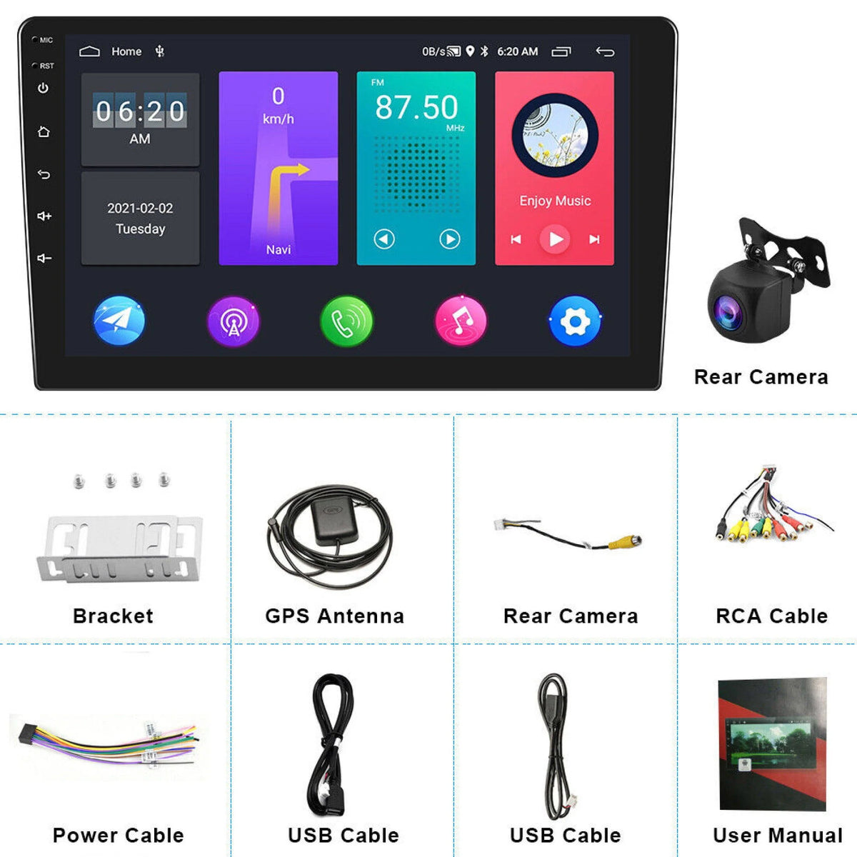 10 Inch Car Stereo Radio CarPlay Android 12 2+32GB J573