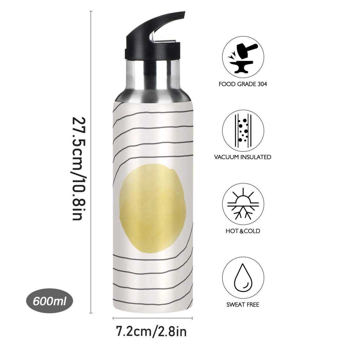 Stainless Steel Vacuum Insulated Water Bottle with Straw Lid 20 OZ O437