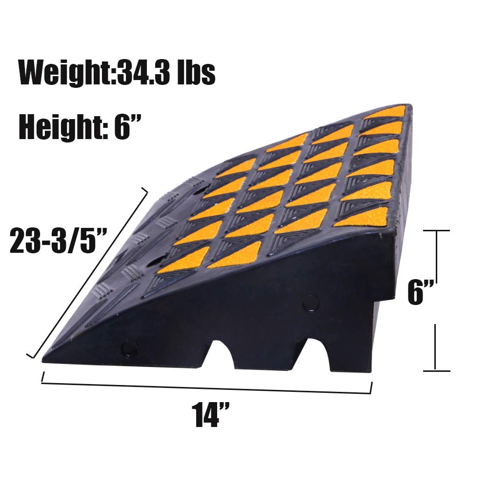 Rubber Curb Ramp 6 inch High 23.6 Wide Heavy Duty Single Ramp F648