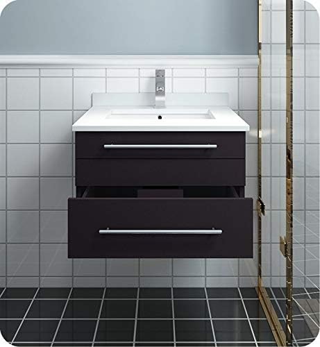 Espresso Wall Hung Bathroom Cabinet with Top and Undermount Sink O133