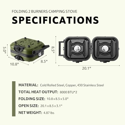 2 Burner Folding Camping Stove with Griddle P394785