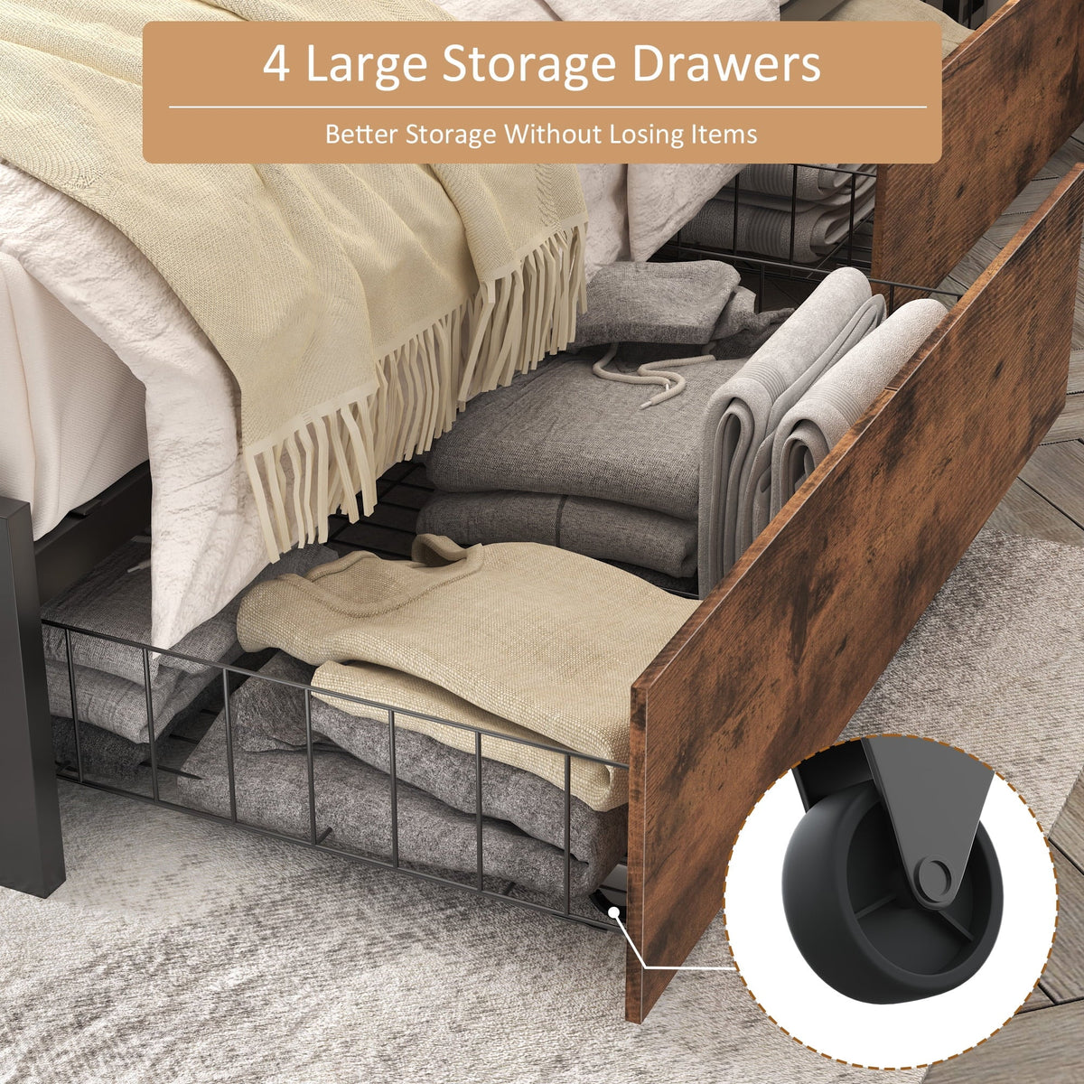 Queen Bed Frame with Headboard and Charging Station W323271