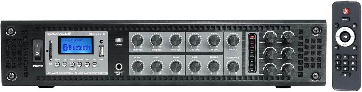 650 Watt 6 Zone 70v Commercial Amplifier W408282