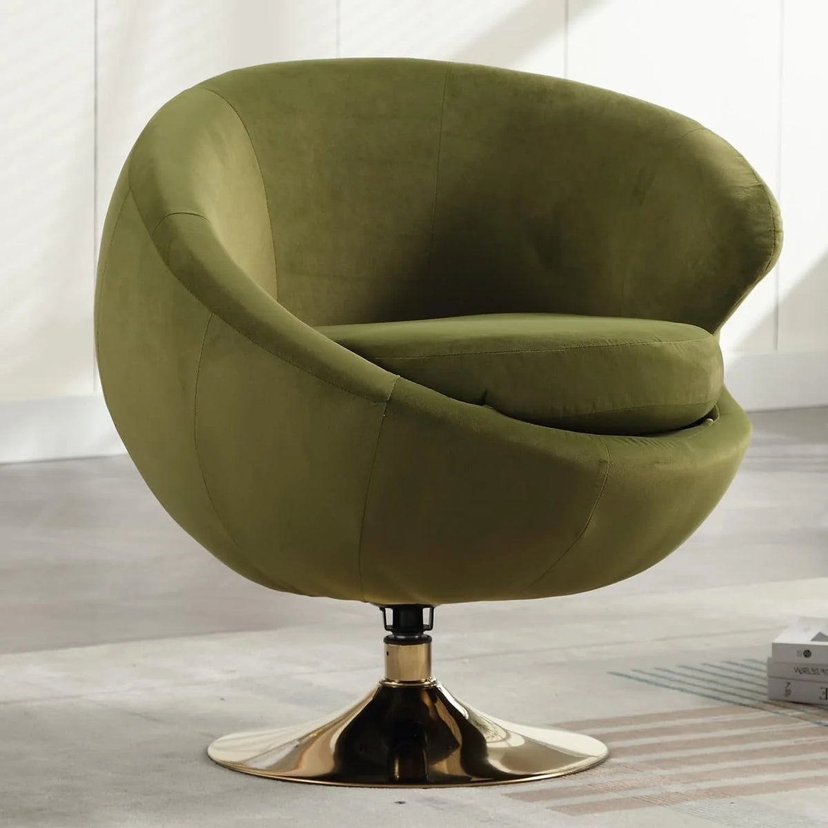Green Velvet Swivel Barrel Chair J564