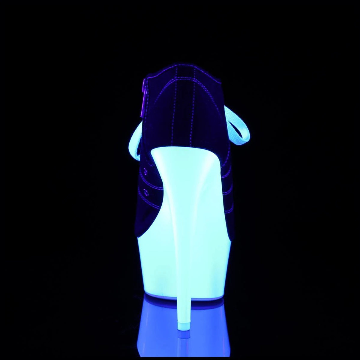 11 Black Canvas Neon White Heels X3878