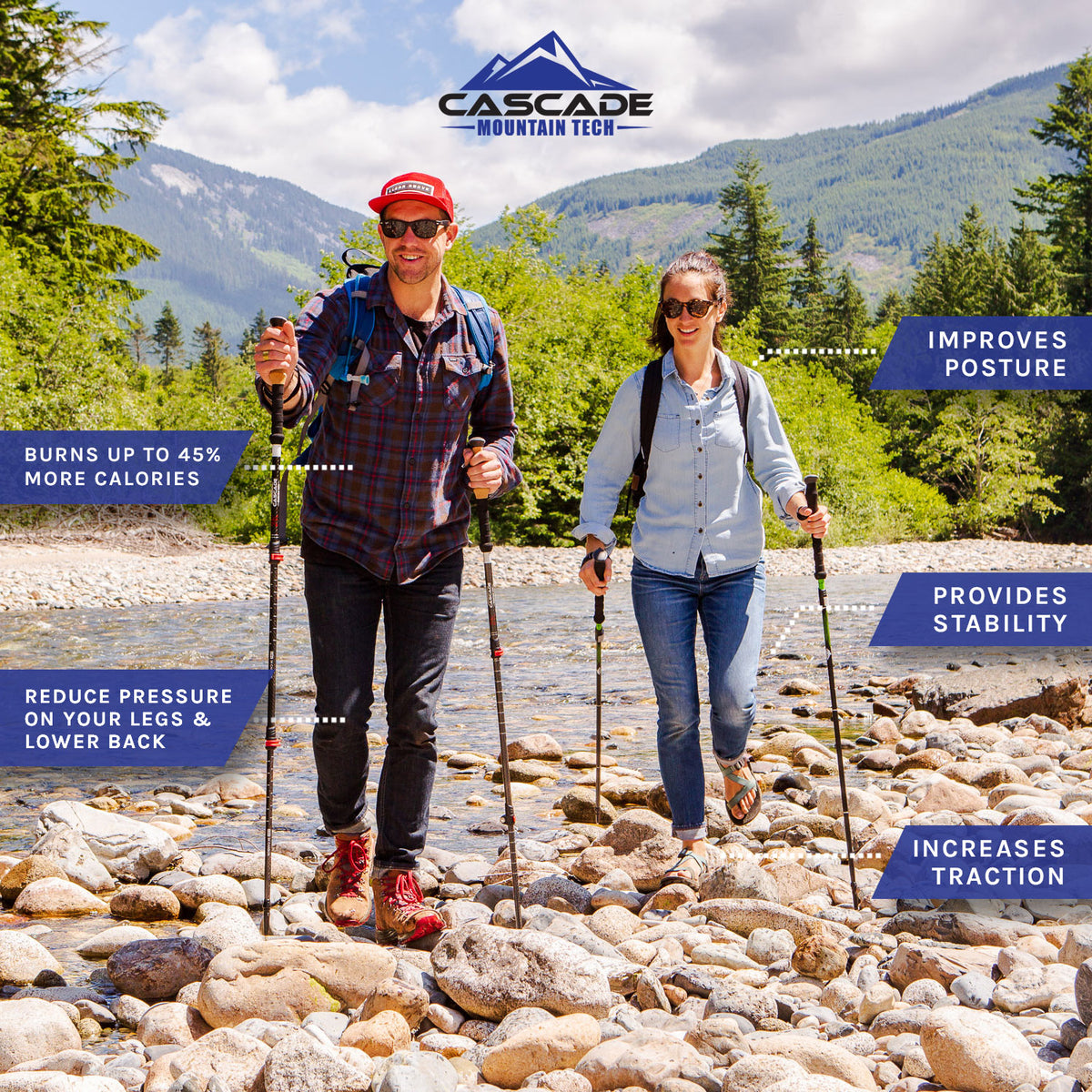 Carbon Fiber Cork Grip Trekking Poles E532