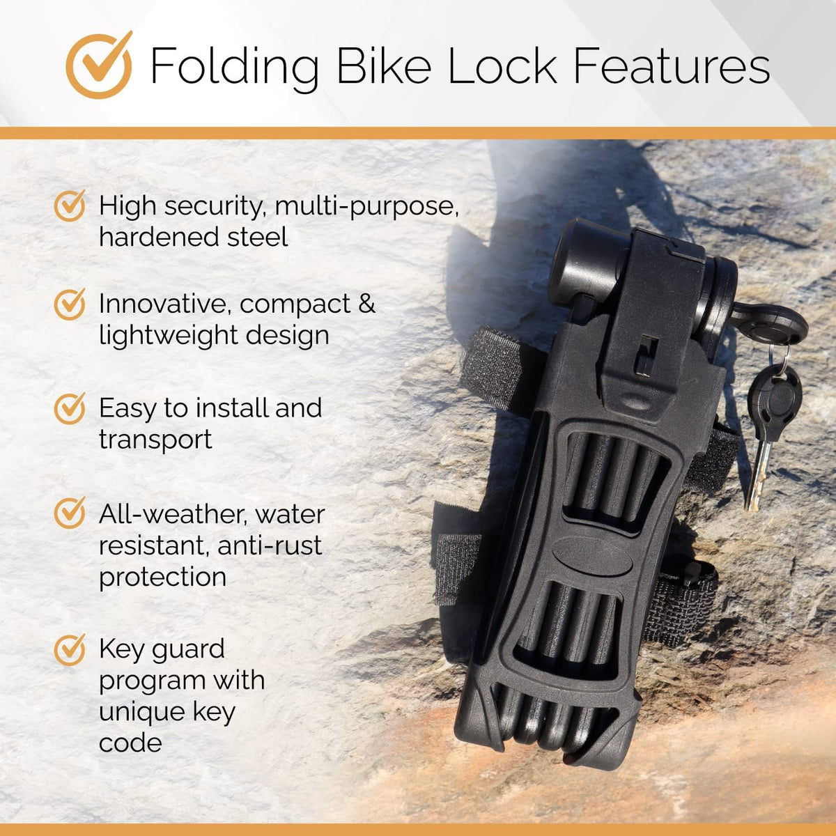 Heavy-Duty Hard Steel Folding Lock with U Lock and Cable M21503