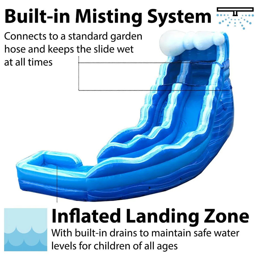 Blue Marble Wave Curved Inflatable Water Slide with Blower V56642