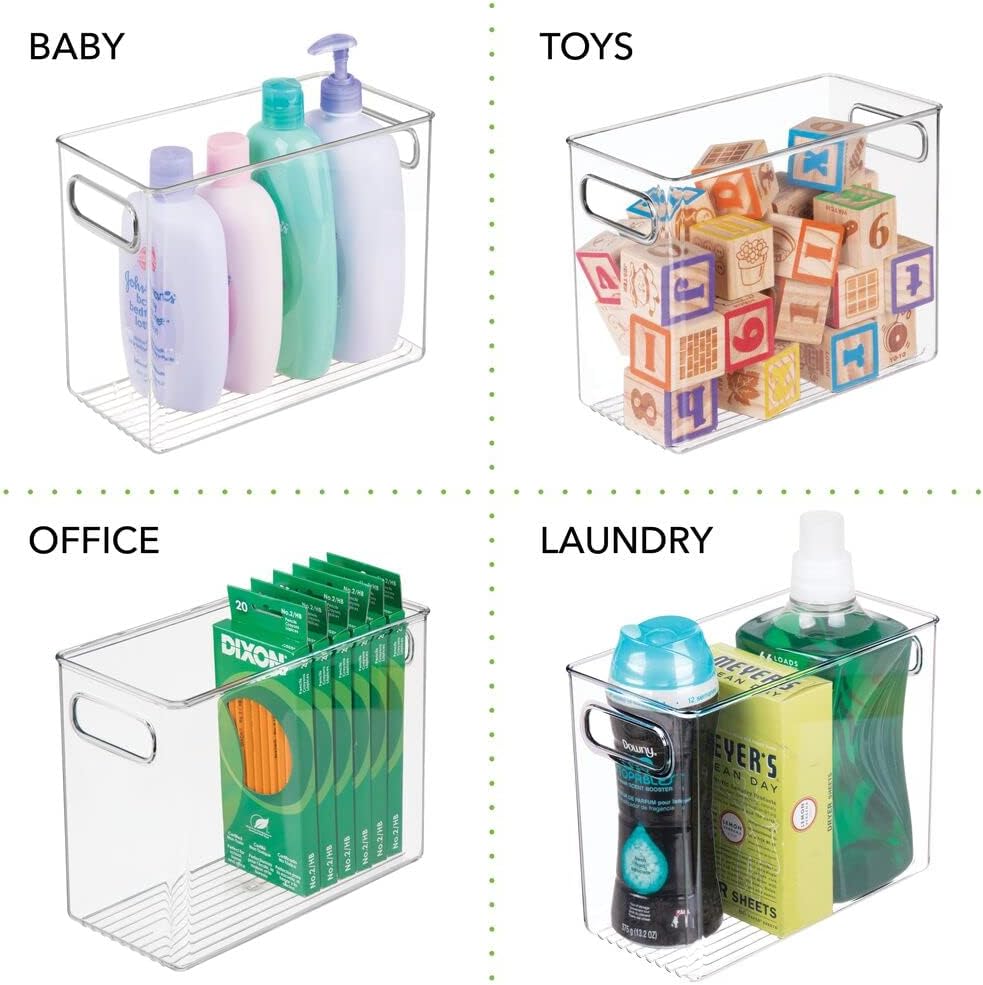 Clear Plastic Storage Basket with Handles D5171