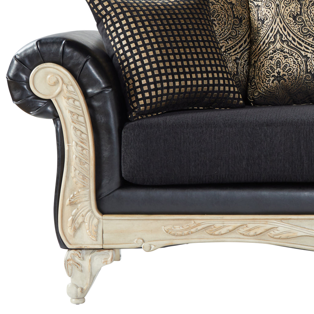 Ebony Faux Leather Sofa R5002
