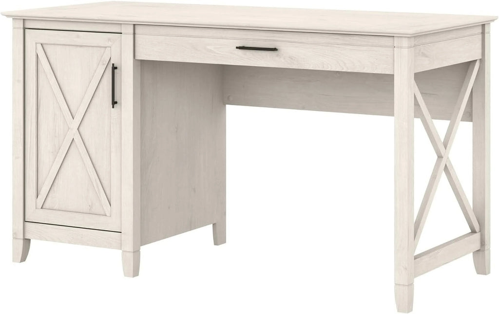 54W Linen White Oak Computer Desk with Storage L51534