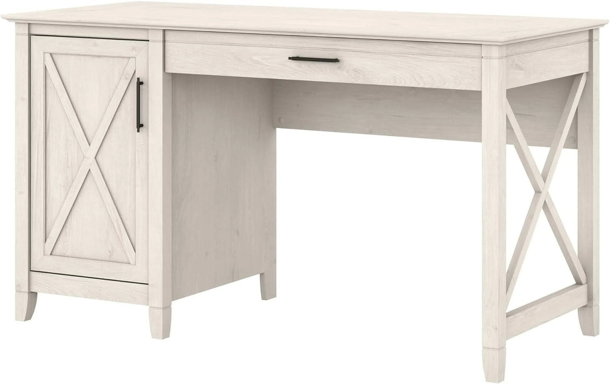 54W Linen White Oak Computer Desk with Storage L51534