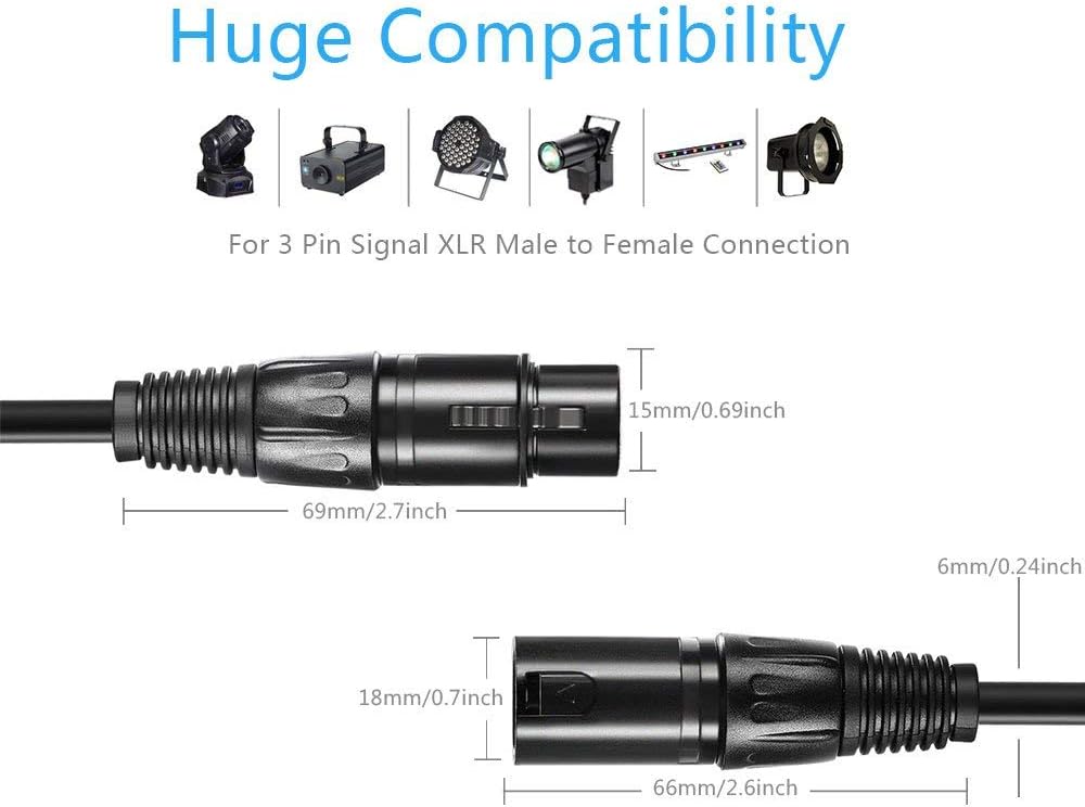 25 ft 3 Pin XLR Male to Female DMX Cable, 4 Pack C962