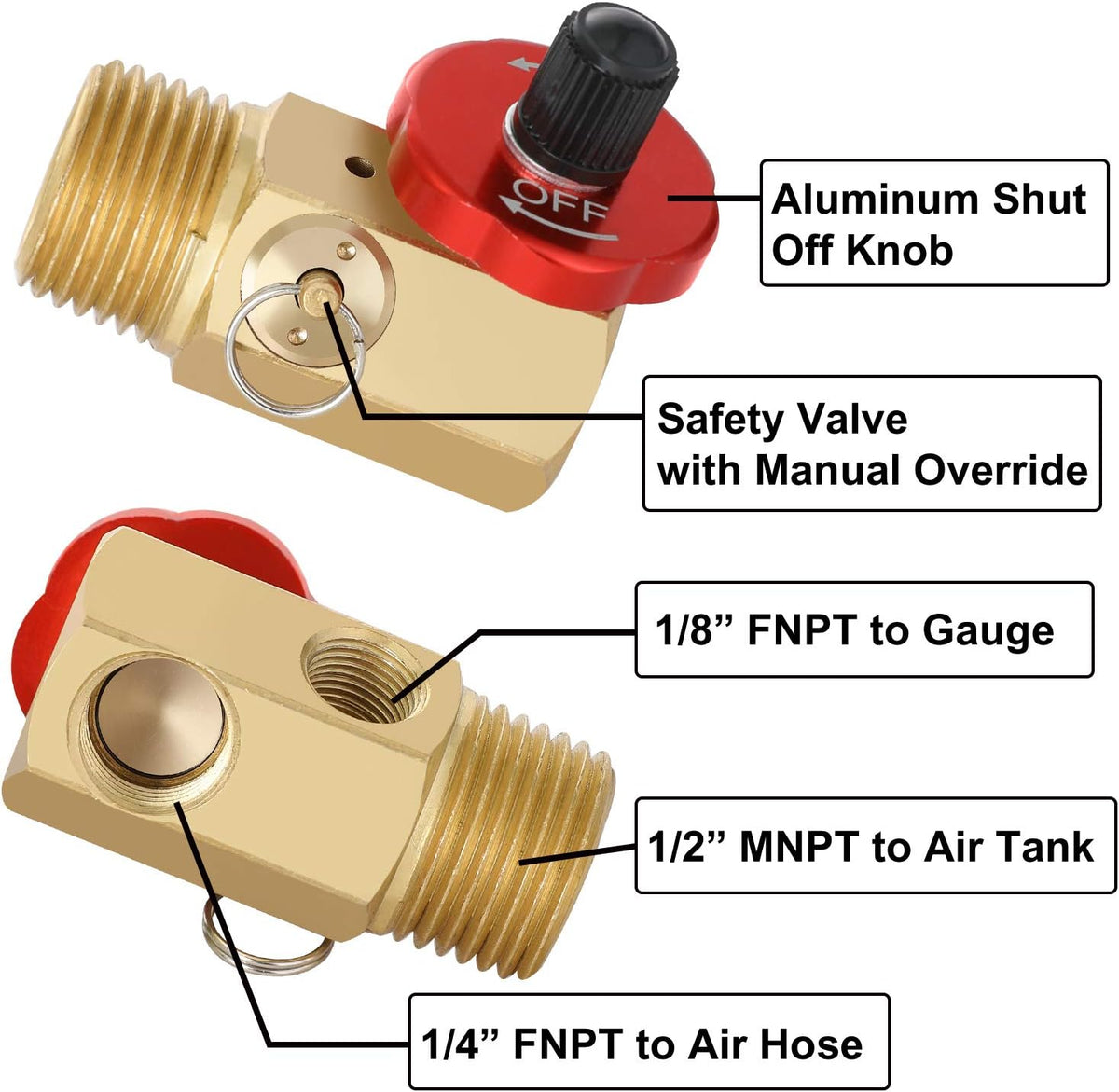 Air Tank Repair Kit with Safety Valve, Pressure Gauge and Hose X7006