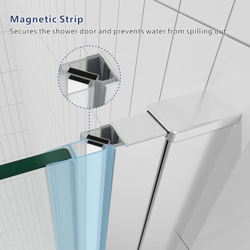 Chrome Semi Frameless Pivot Swing Shower Door, 32 in.W X 72 in.H, Clear Glass U749