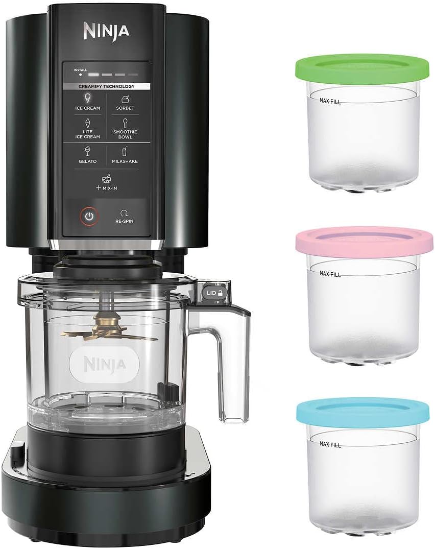 Black Ice Cream Maker with 3 Pint Containers G756631