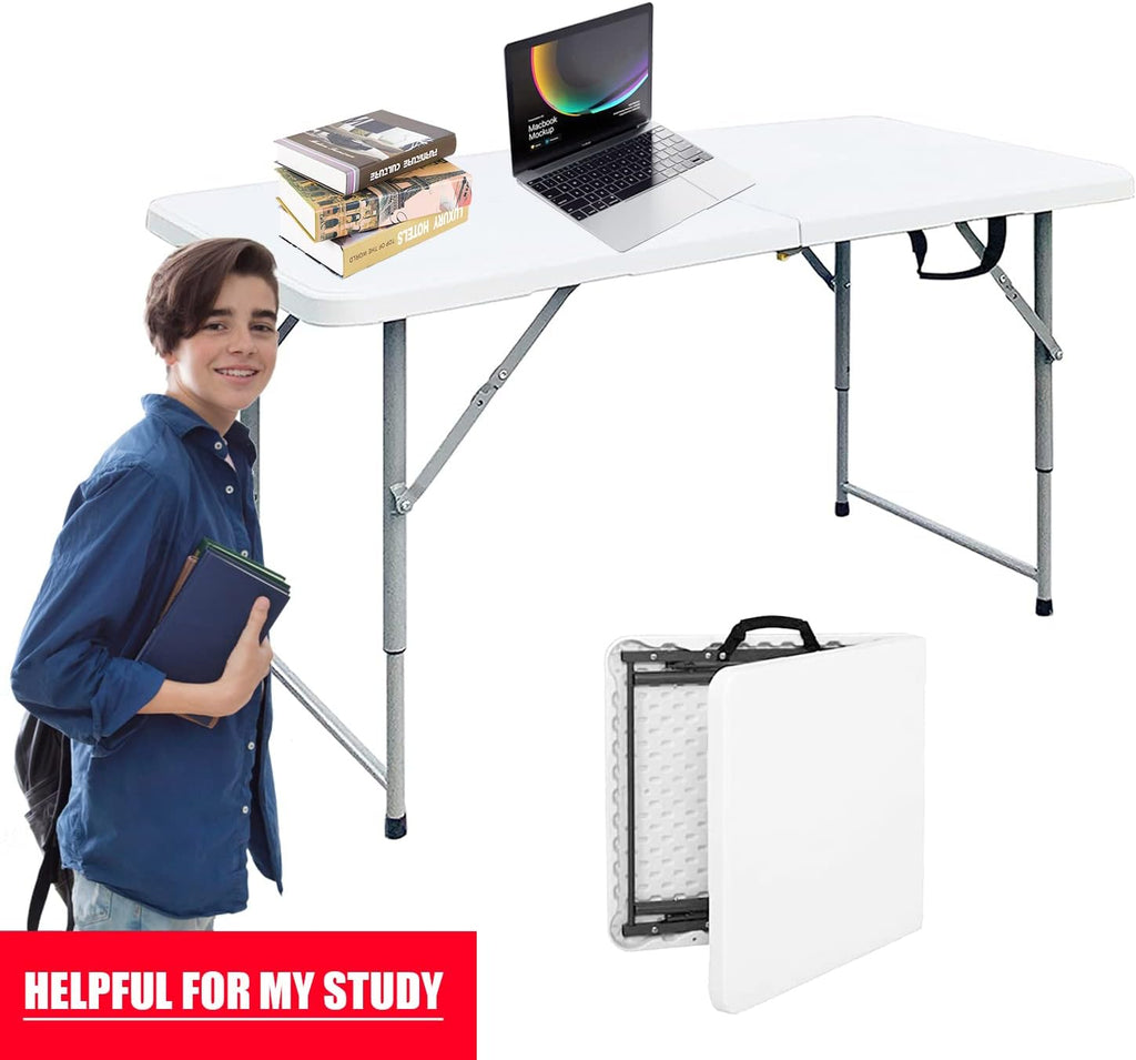 6 ft Folding Plastic Table with Handle J679619
