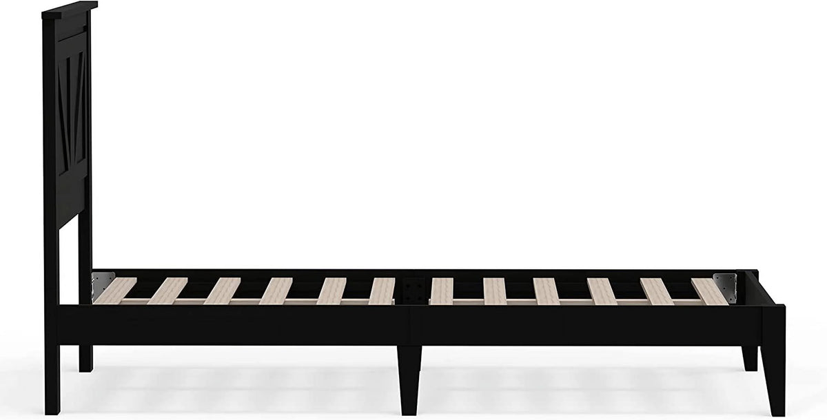 Solid Wood Platform Bed Twin Black W31587