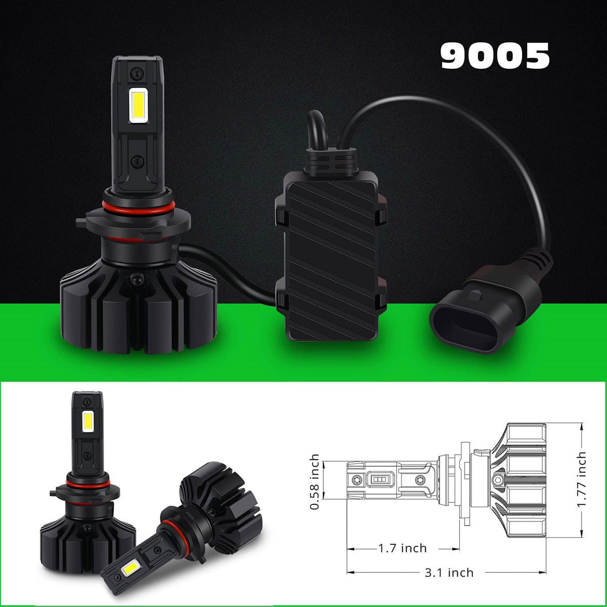 6000K Xenon White LED Headlights Bulbs Pack of 2 U7603
