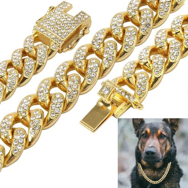 Gold Plated Simulated Diamond Cuban Chain Necklace N2740