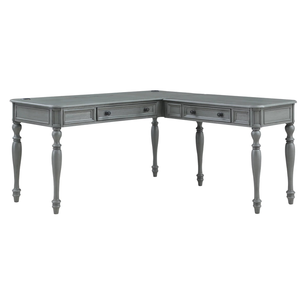L-Shape Engineered Wood Desk with Power U2532