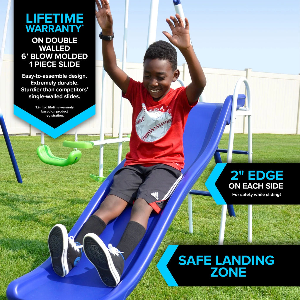Metal Swing Set with Saucer and Slide X788760