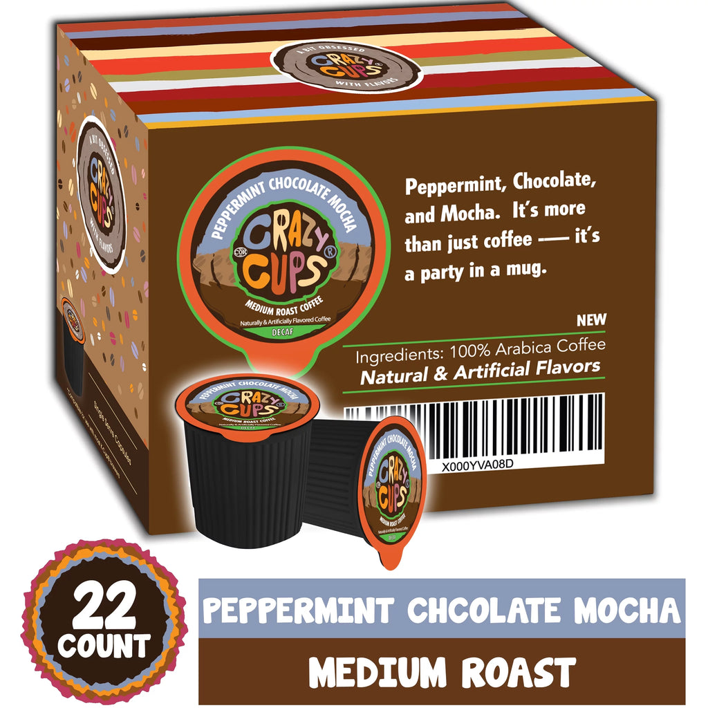 Decaf Peppermint Chocolate Mocha Flavored Coffee K-Cups, 22 Ct D655