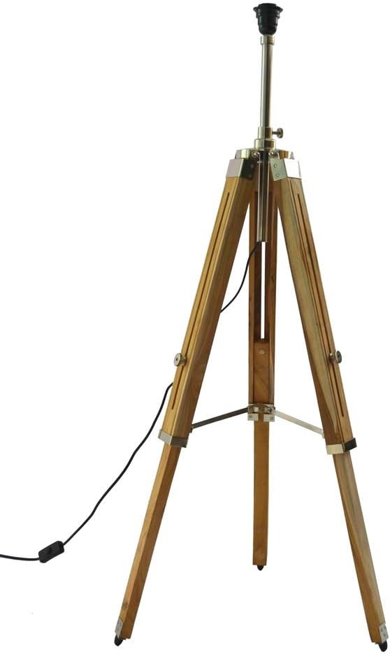 Teak Wood Tripod Floor Lamp Y248598