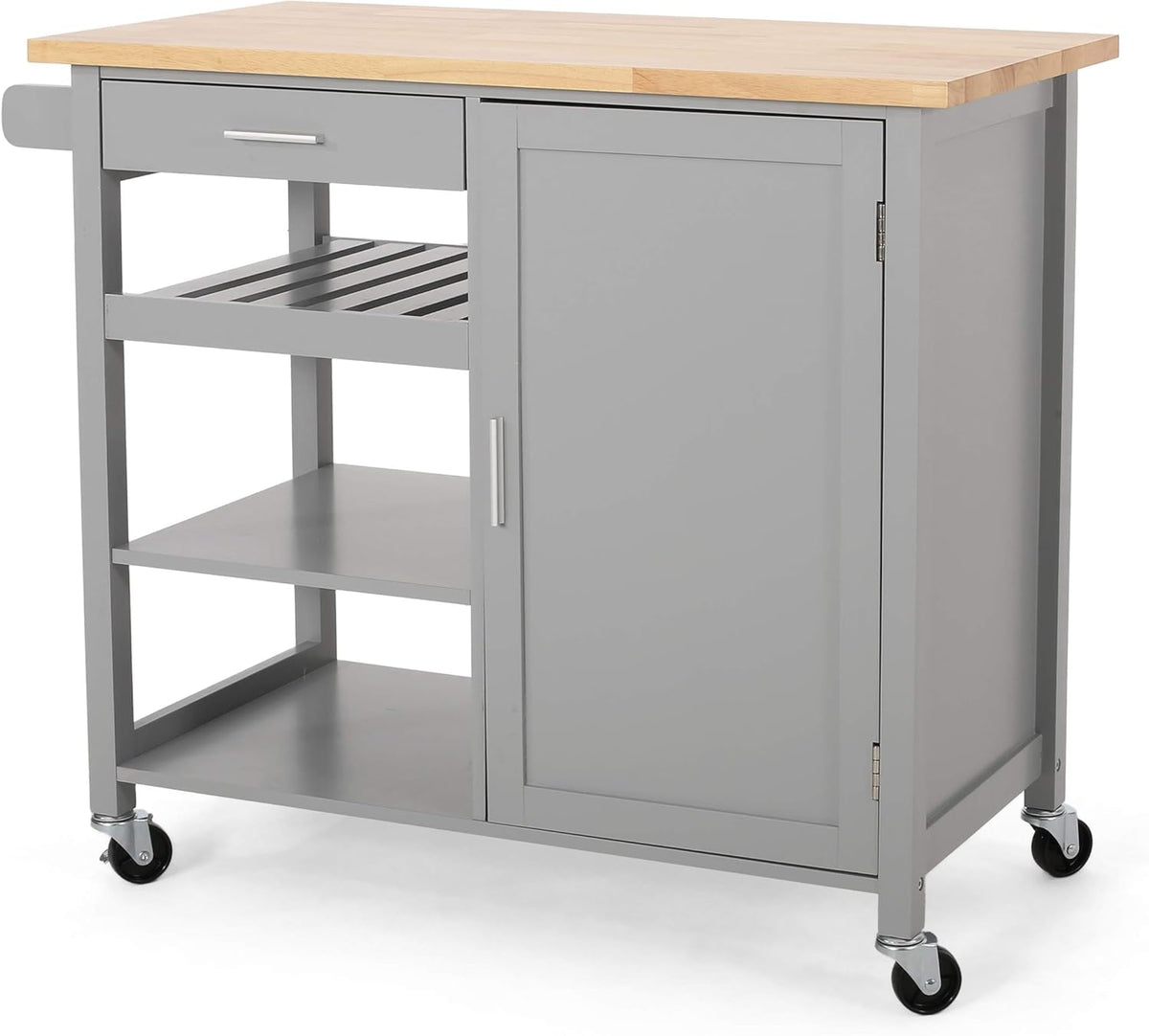 Natural White Kitchen Cart with Wheels J14910