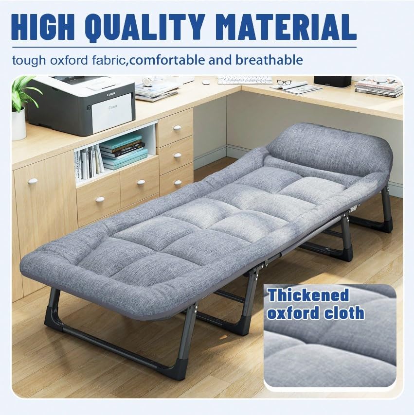 Portable Folding Camping Cot with Pillow Adjustable Backrest U308