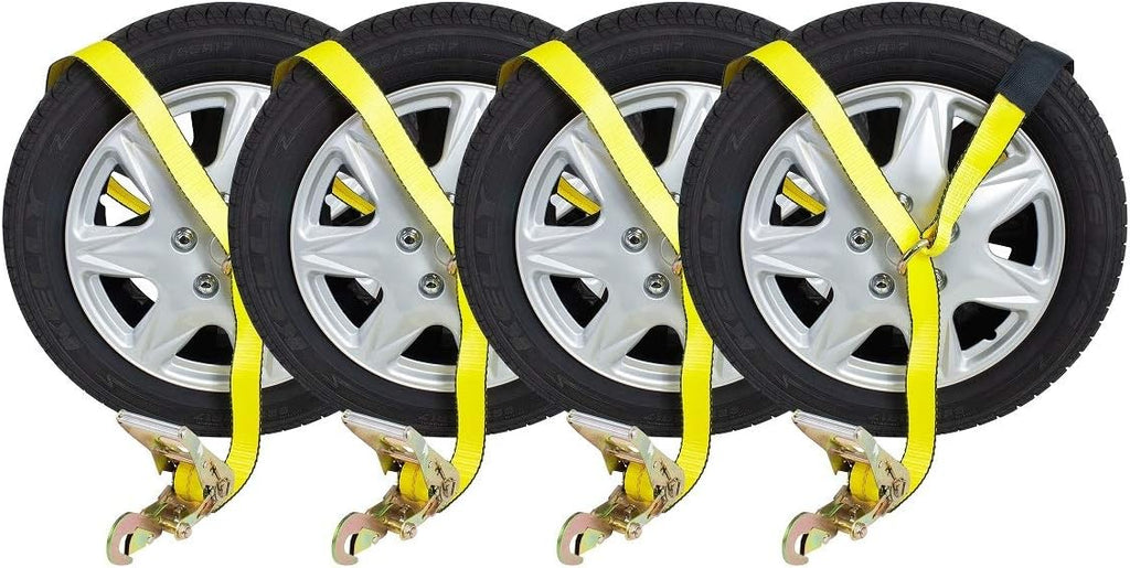 (4 Pack) 2 x 12' Ratchet Strap with Chain Anchor Z896