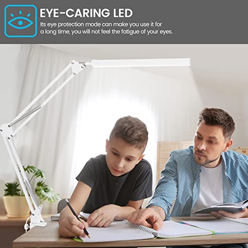 LED Desk Lamp with Clamp, 3 Lighting 10 Brightness Modes, Black P125