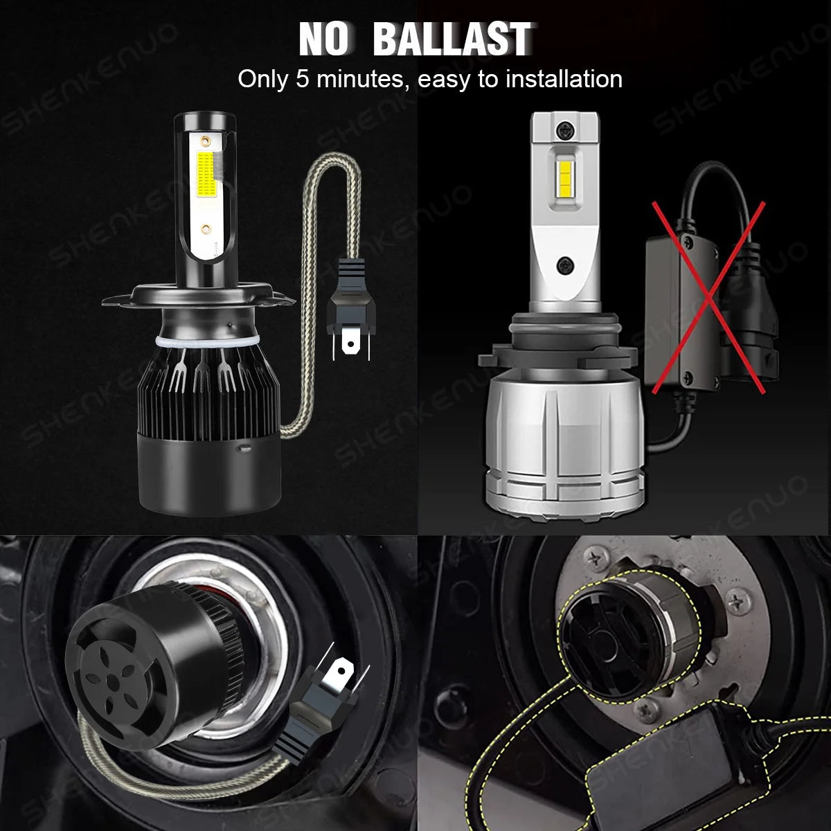 H4 High&Low Beam H11 Fog Light LED Headlight Bulbs 4pcs D56693