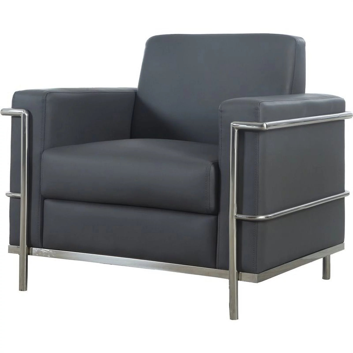 Dark Gray Faux Leather Accent Chair B619