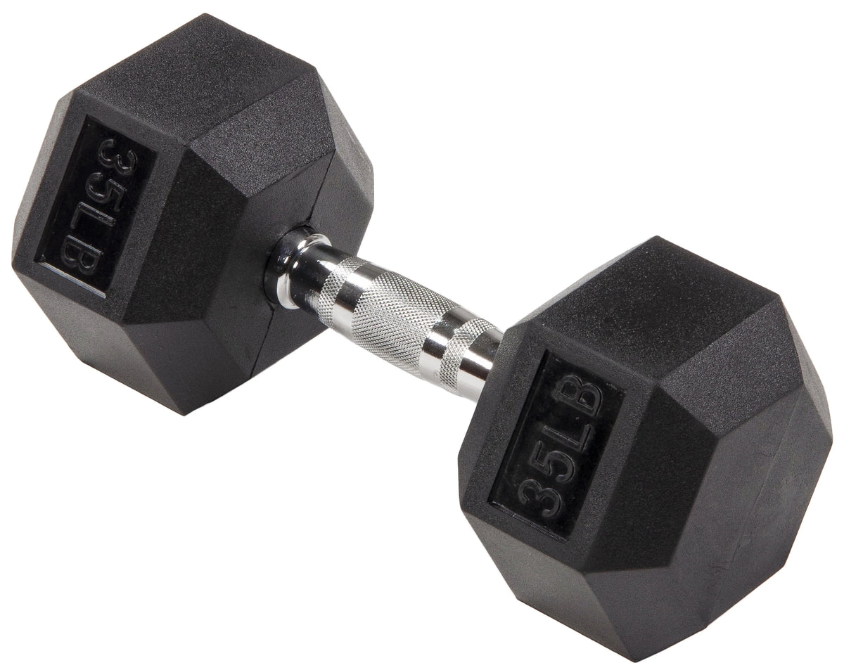 Rubber Encased Hex Dumbbell 35LBs Single A41593