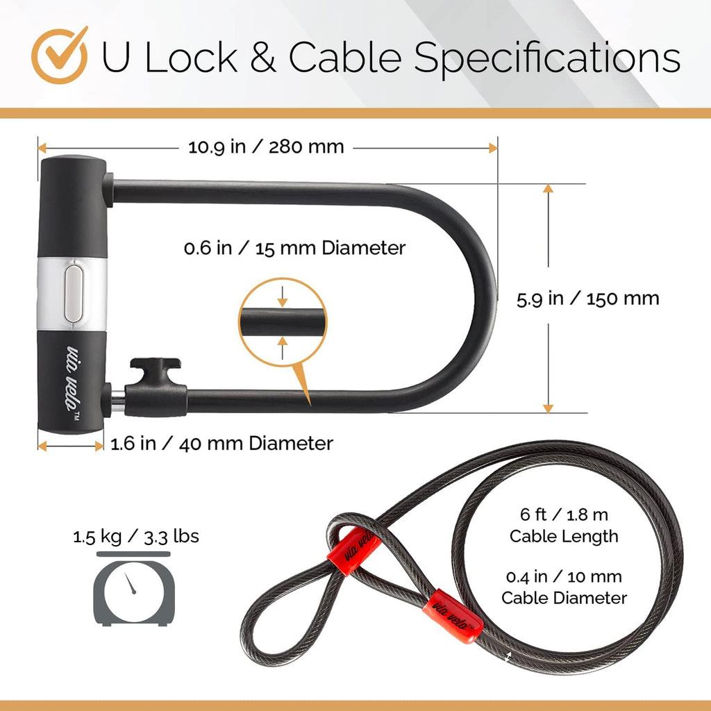 Heavy-Duty Hard Steel Folding Lock with U Lock and Cable M21503