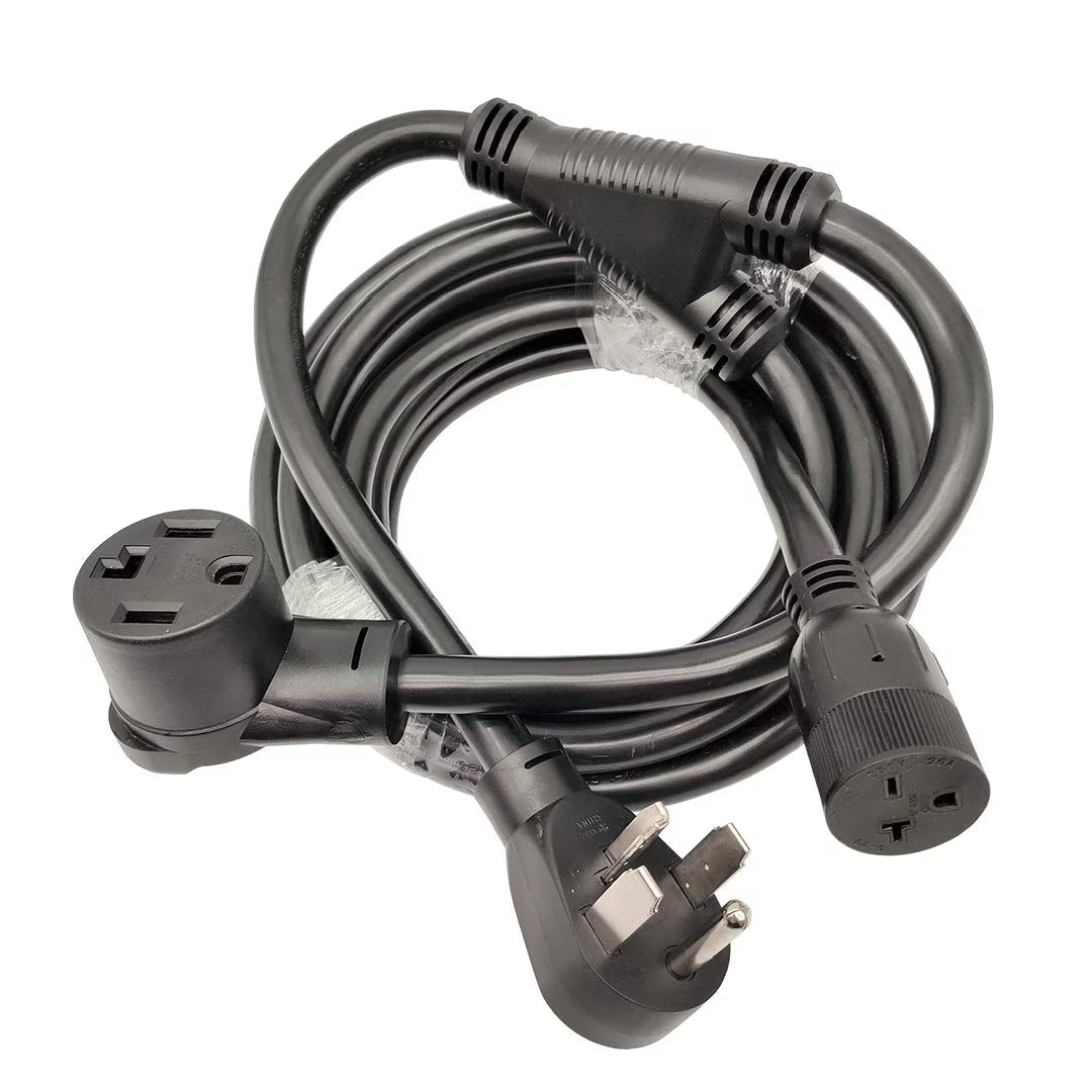 4-Prong Dryer Splitter, NEMA 14-30P Male Plug to 14-30R & 6-20R Female Receptacle, 20 Feet K7757