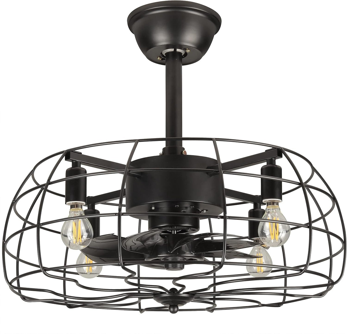 Black Caged Ceiling Fan with Lights Q668