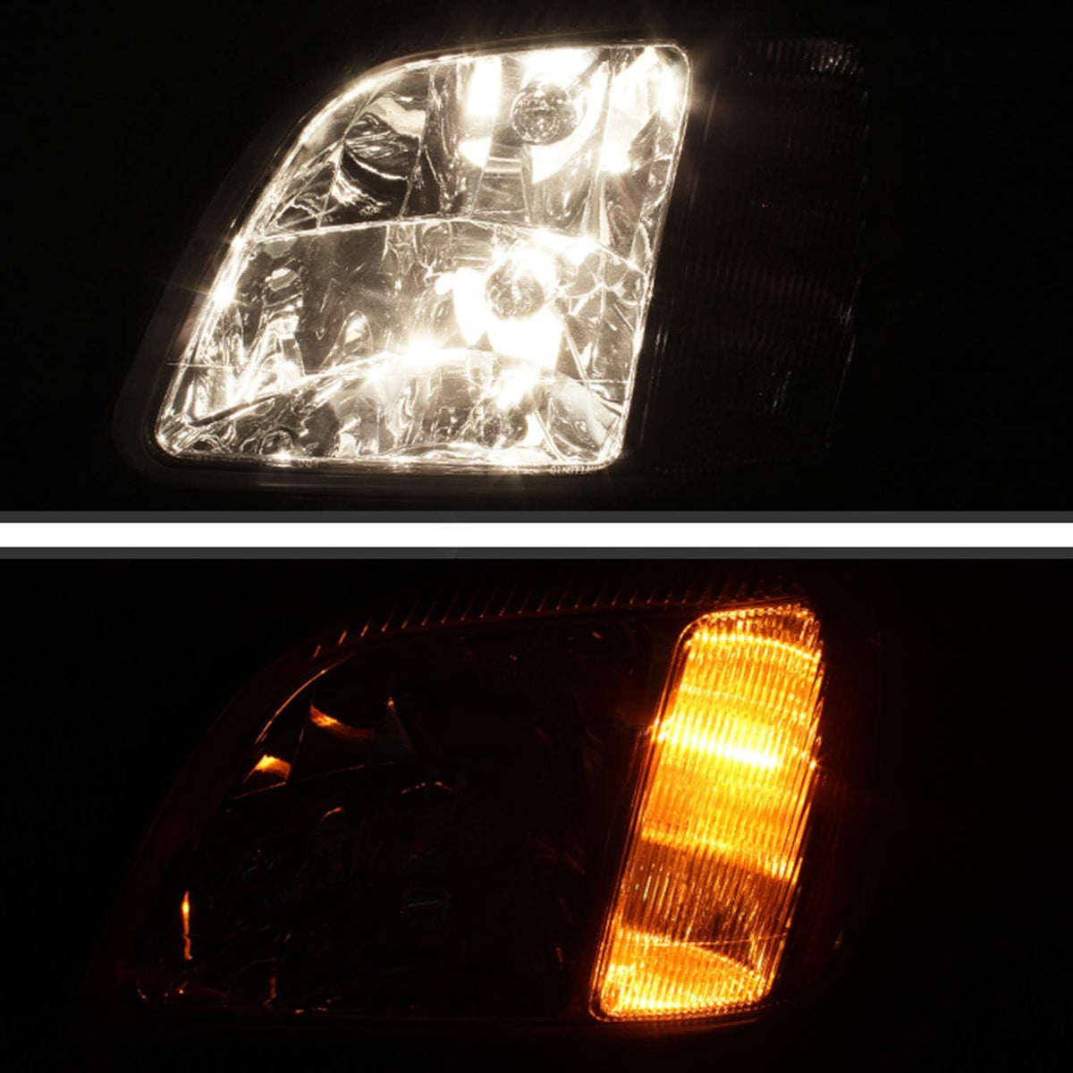 Chrome OE Style Headlights Pair with Amber Side Replacement M981154