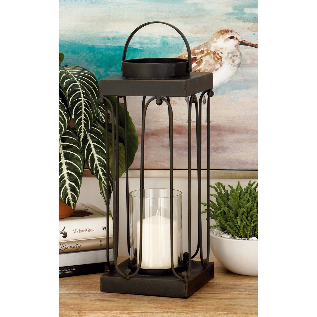 Metal Glass Candle Lantern Set of 2 J568421