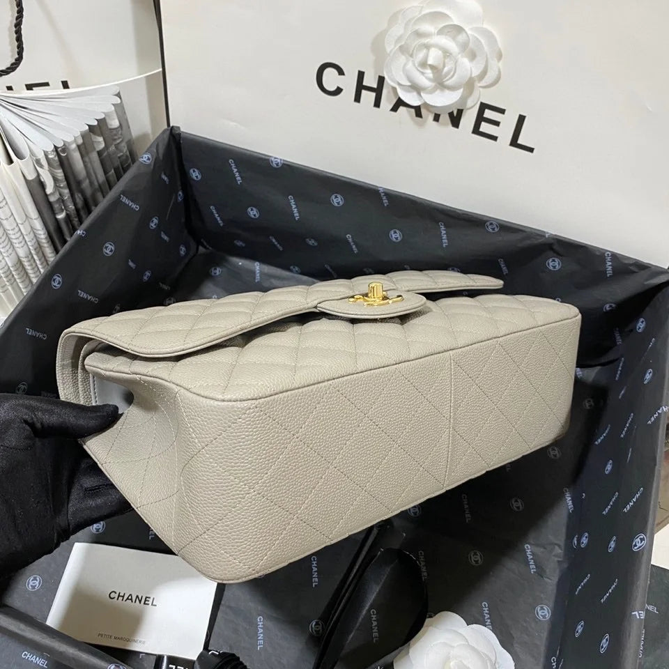 Large Classic Handbag Gold Hardware Grey 11.8in/30cm I139848
