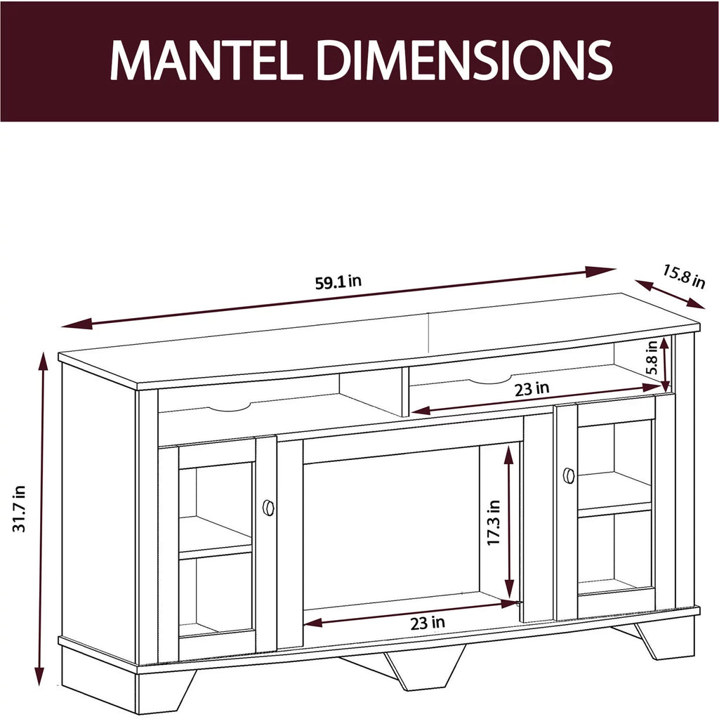 59'' Electric Fireplace with Remote D727635