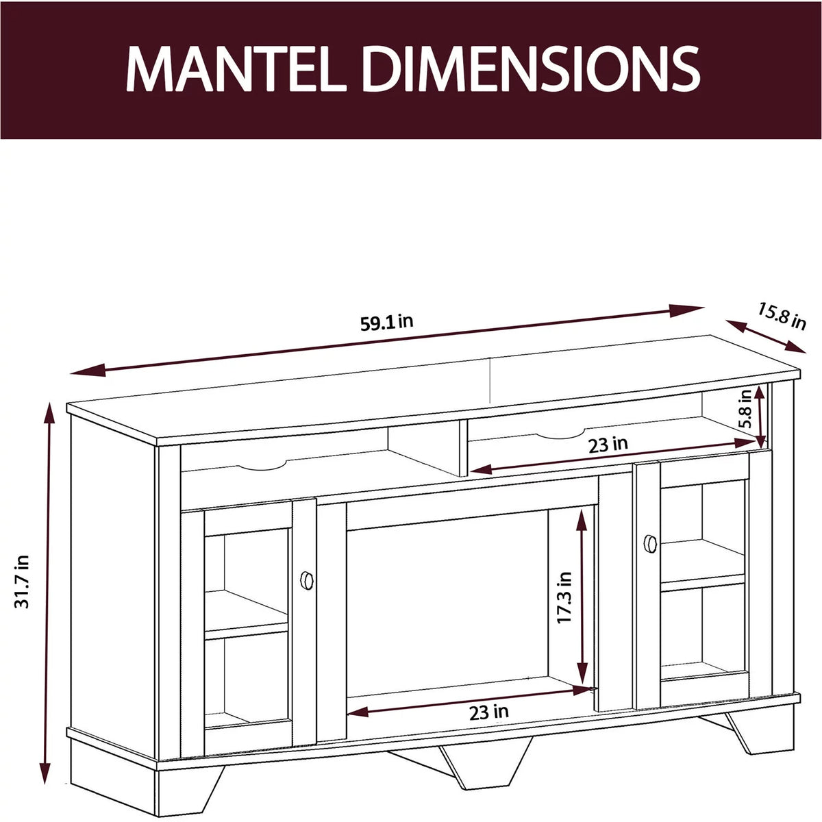 59'' Electric Fireplace with Remote D727635