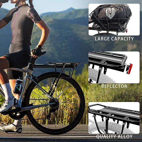Rear Bike Rack with 110 lbs Load Capacity Aluminum Alloy Bicycle Carrier Rack Y7943