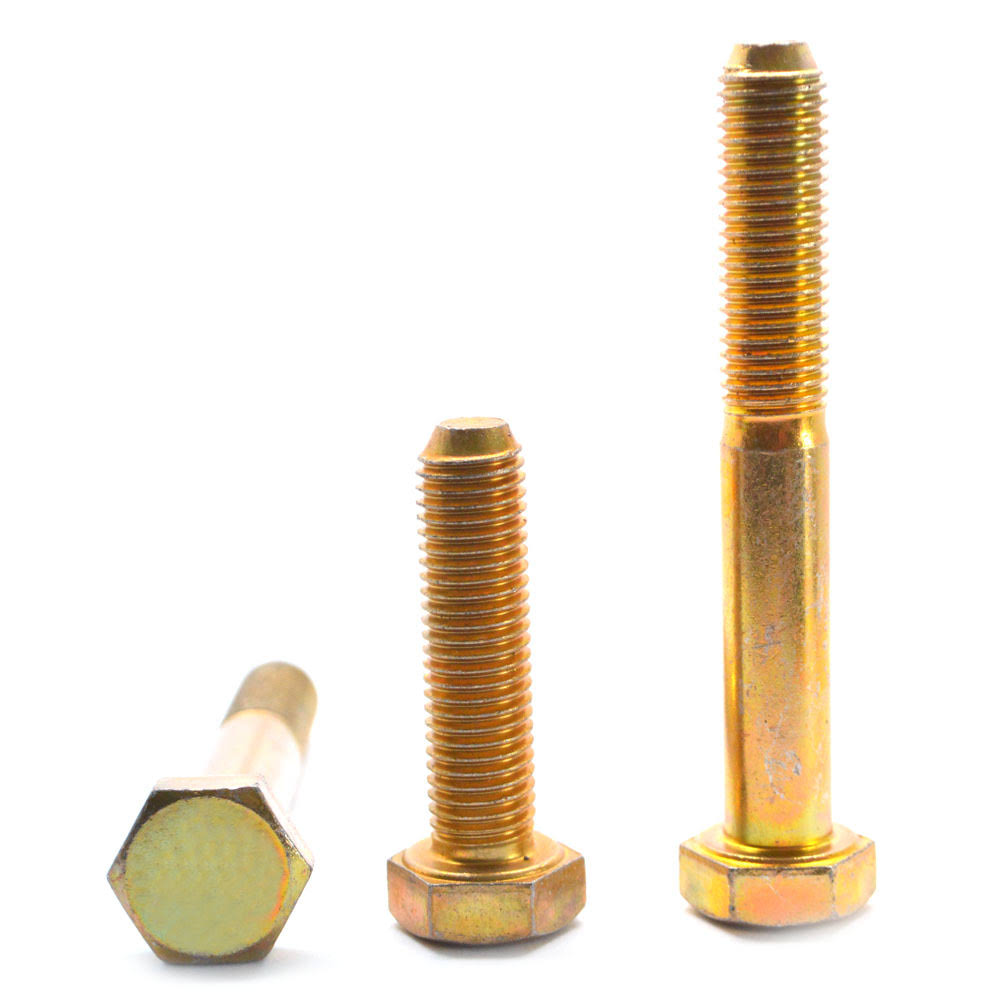 22 x 2 1/4 Coarse Thread Grade 8 Hex Cap Screw Alloy Steel Yellow Zinc Plated U9959