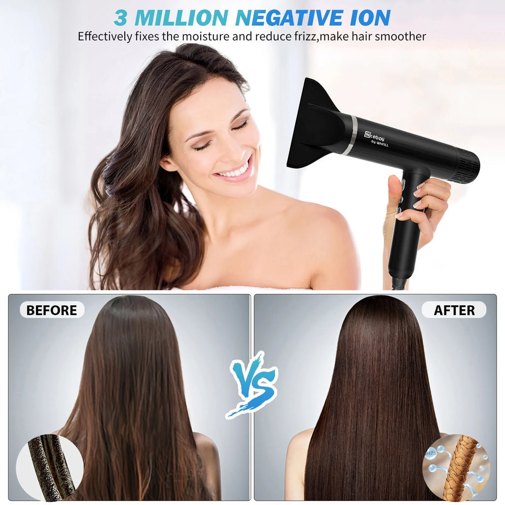 Black 1600W High-Speed Ionic Hair Dryer K7393
