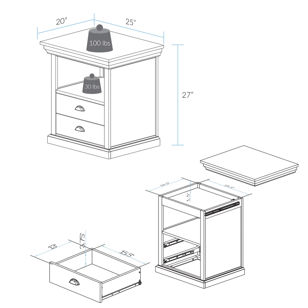 Lincoln Nightstand with Concealed Compartment T4408