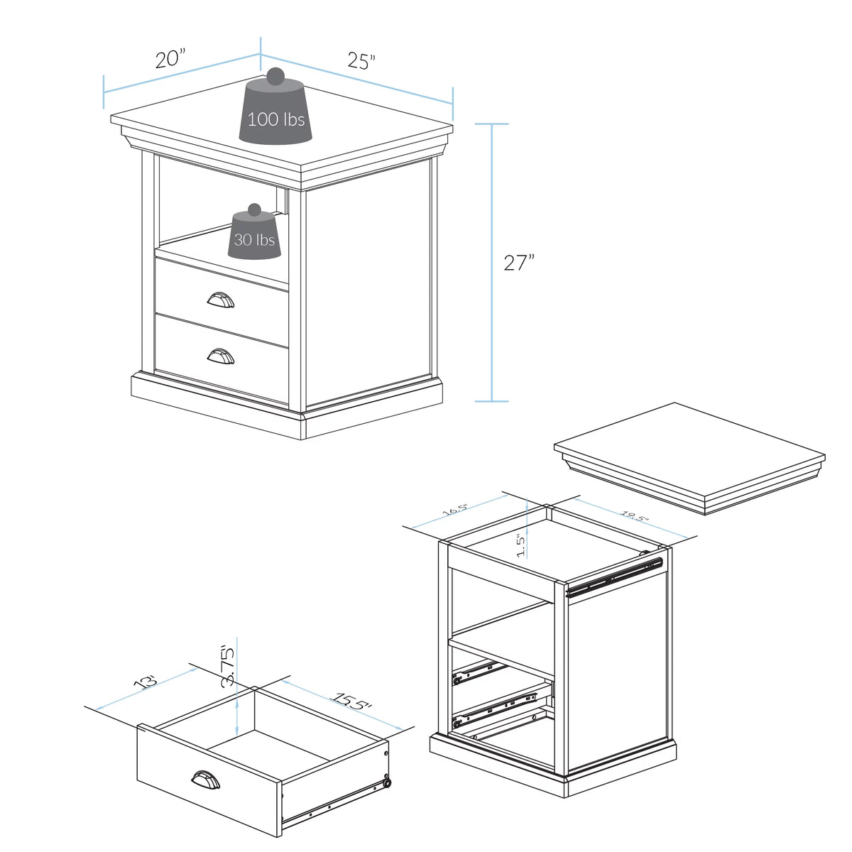 Lincoln Nightstand with Concealed Compartment T4408